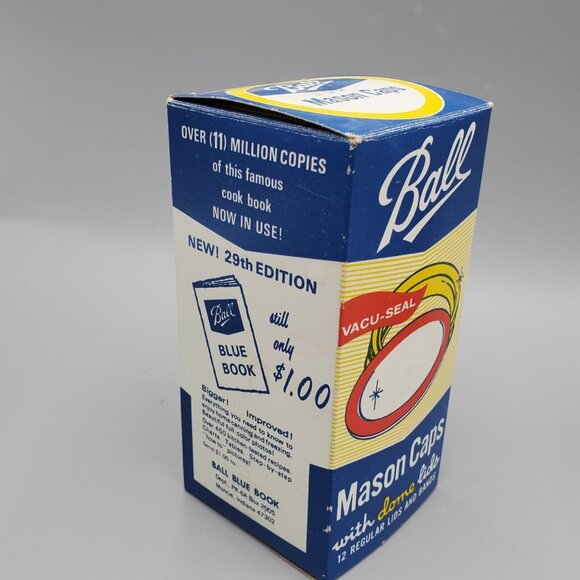 Vintage Ball Mason Caps with Dome Lids Partial Box of 7 plus Extra Kerr Lids - Picture 6 of 8